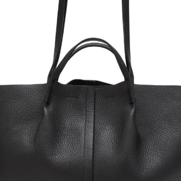AllSaints Odette Leather East West Tote Bag NWT Black w Pouch - Picture 5 of 8
